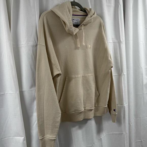 Champion Logo Cream Beige Hoodie Size Large - Picture 6 of 6